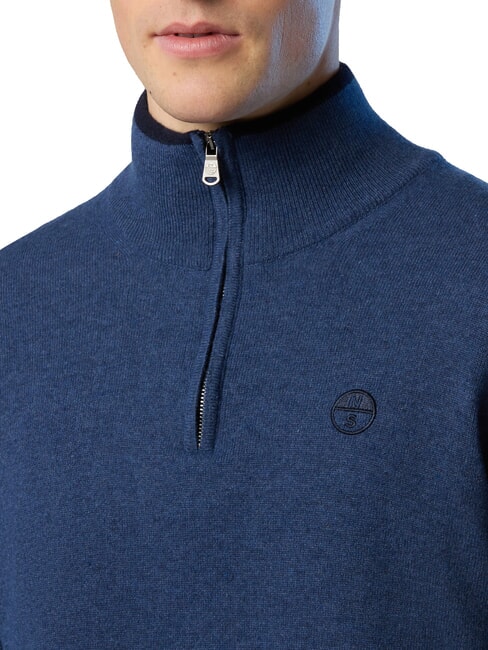 N|S Maglione collo alto mezza zip china blue melange - Maglie Uomo