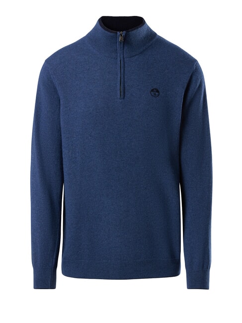 N|S Maglione collo alto mezza zip china blue melange - Maglie Uomo