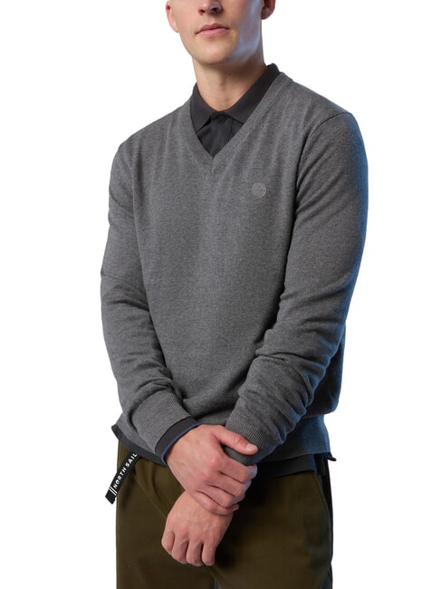 N|S Maglione con scollo a V medium grey melange - Maglie Uomo