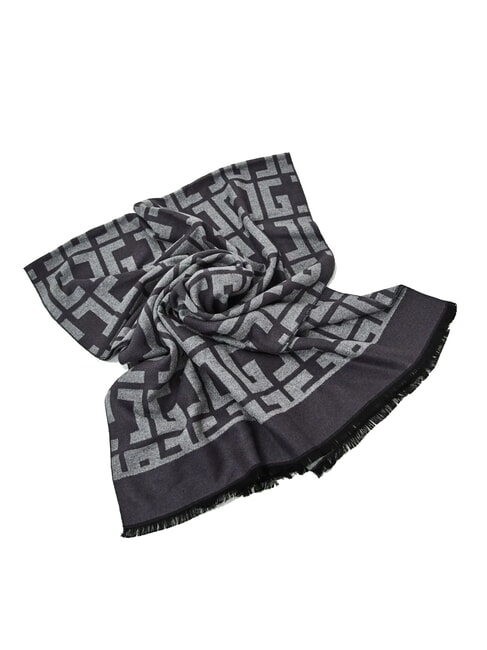 ESTELLE Sciarpa sfrangiata logo all over grey - Sciarpe