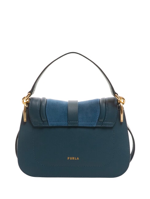 FLOW Borsa in pelle piccola con tracolla toni grigio blu - Borse Donna
