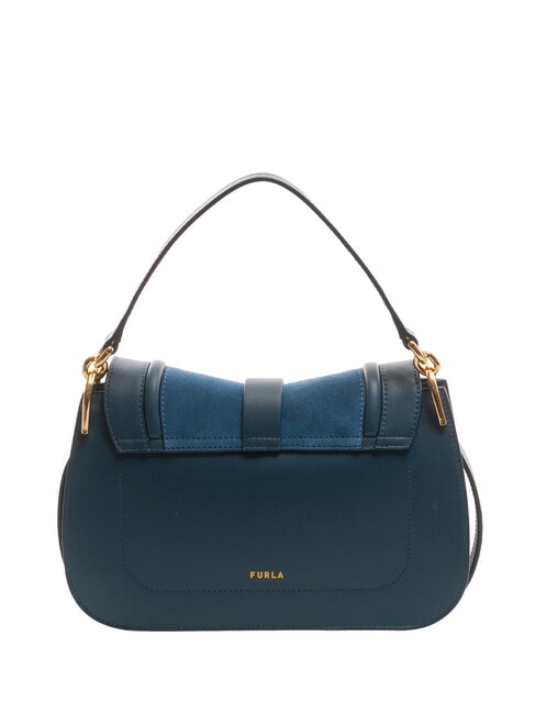 FLOW Borsa in pelle media con tracolla toni grigio blu - Borse Donna