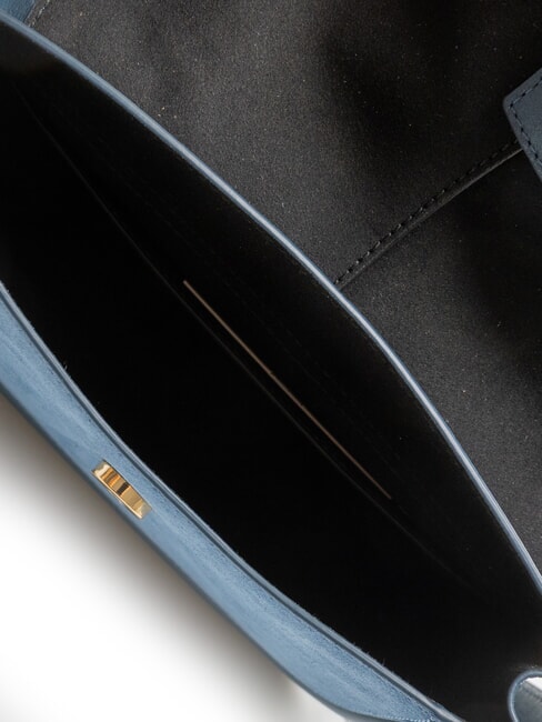 FLOW Borsa in pelle media con tracolla toni grigio blu - Borse Donna