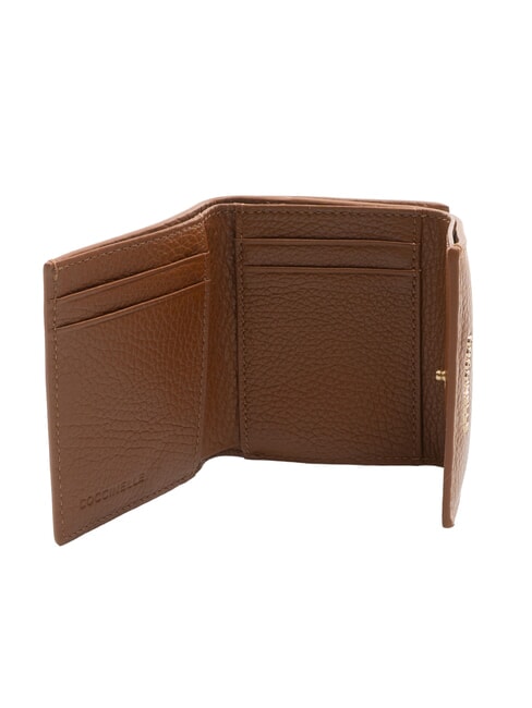 METALLIC SOFT Portafoglio in pelle martellata cognac - Portafogli Donna