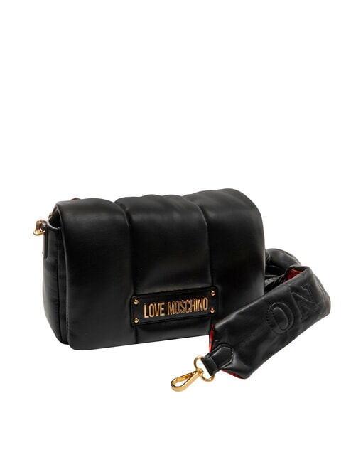 PUFFY LOGO Borsa a spalla con pouch cuore nero/rosso/nero - Borse Donna