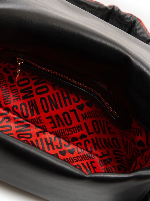 PUFFY LOGO Borsa a spalla con pouch cuore nero/rosso/nero - Borse Donna