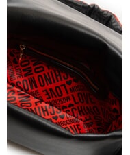 LOVE MOSCHINO PUFFY LOGO Borsa a spalla con pouch cuore nero/rosso/nero - Borse Donna - 5