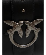 PINKO LOVE ONE CLASSIC SLOUCHY Borsa a spalla in pelle nero limousine - matt silver - Borse Donna - 3