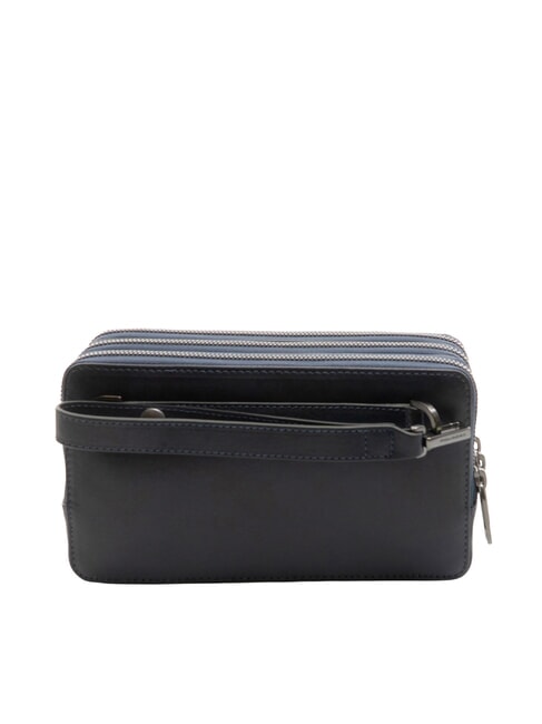 W136 Pochette uomo in pelle 3 scomparti blu - Porta tablet & Organizer