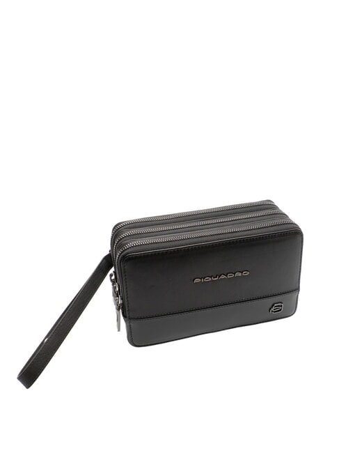 W136 Pochette uomo in pelle 3 scomparti Nero - Porta tablet & Organizer