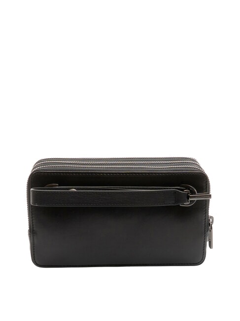 W136 Pochette uomo in pelle 3 scomparti Nero - Porta tablet & Organizer