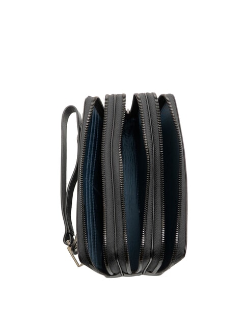 W136 Pochette uomo in pelle 3 scomparti Nero - Porta tablet & Organizer