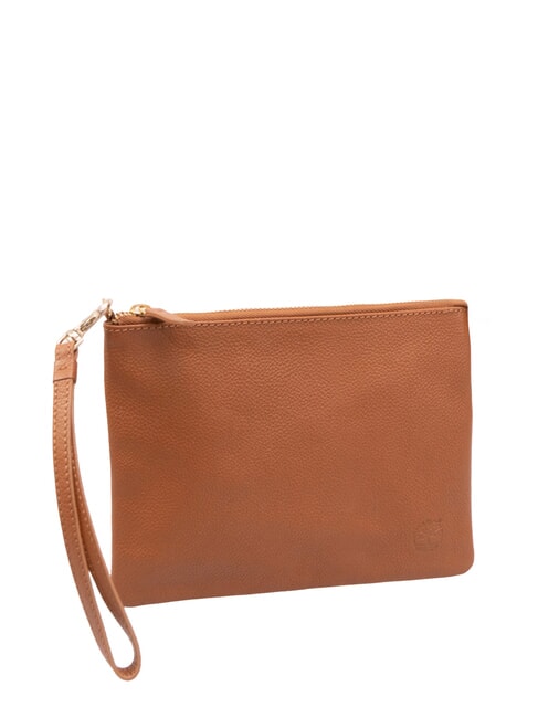 SMALL Pochette in pelle piccola con polsierina cognac - Borse Donna