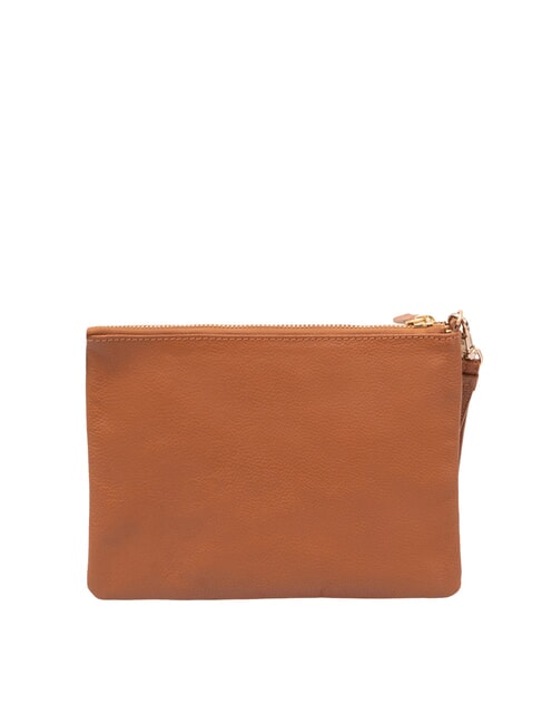 SMALL Pochette in pelle piccola con polsierina cognac - Borse Donna