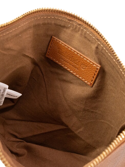 SMALL Pochette in pelle piccola con polsierina cognac - Borse Donna