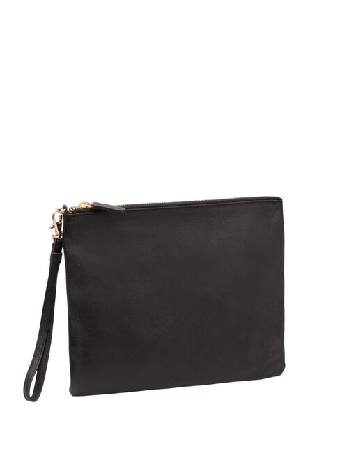 LARGE Pochette in pelle grande con polsierina nero - Borse Donna