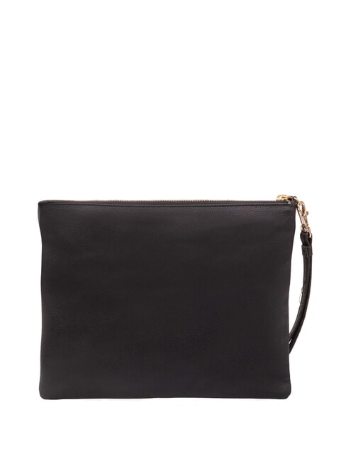 LARGE Pochette in pelle grande con polsierina nero - Borse Donna