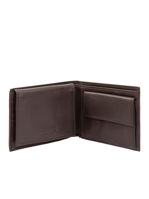 CLASSIC FLAP OVER Portafoglio in pelle con flap e portamonete darkbrown - Portafogli Uomo