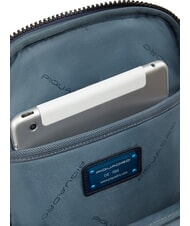 PIQUADRO FINN  Zaino / Monospalla in pelle blu - Zaini da lavoro porta PC - 5