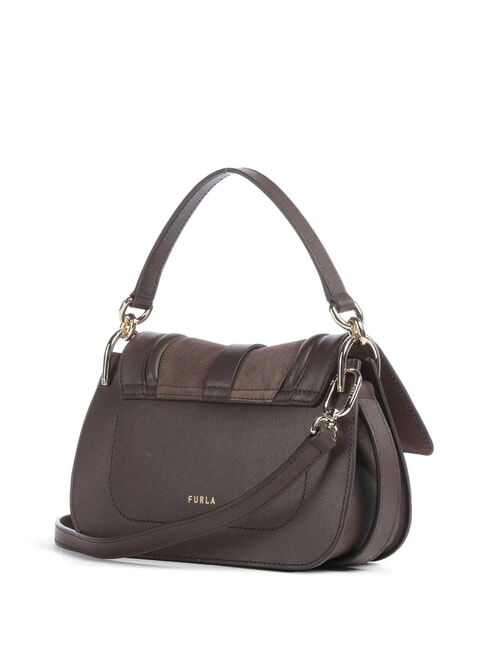 FLOW Borsa in pelle piccola con tracolla toni espresso - Borse Donna