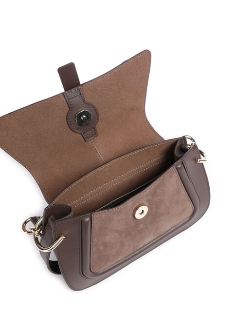 FLOW Borsa in pelle piccola con tracolla toni espresso - Borse Donna