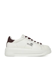 LOVE MOSCHINO ECLIPSE50 Sneakers in pelle bianco/burgundy - Scarpe Donna - 2