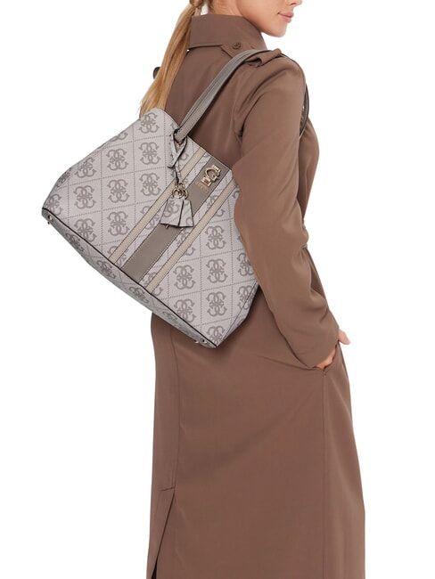 ERENIA Borsa a spalla dark taupe logo - Borse Donna