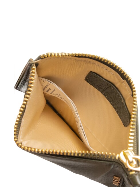 EDA Portacarte piatto in pelle con zip muschio - Portafogli Donna