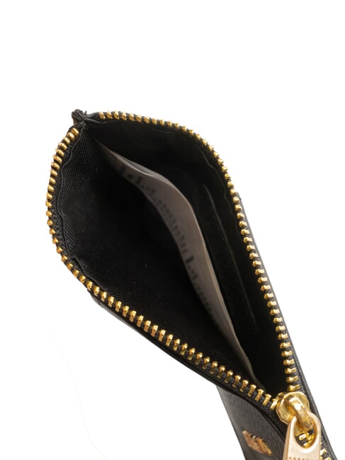 EDA Portacarte piatto in pelle con zip nero - Portafogli Donna