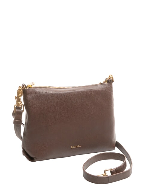 WEAVE SMALL Borsa a spalla piccola in pelle con tracolla moro - Borse Donna