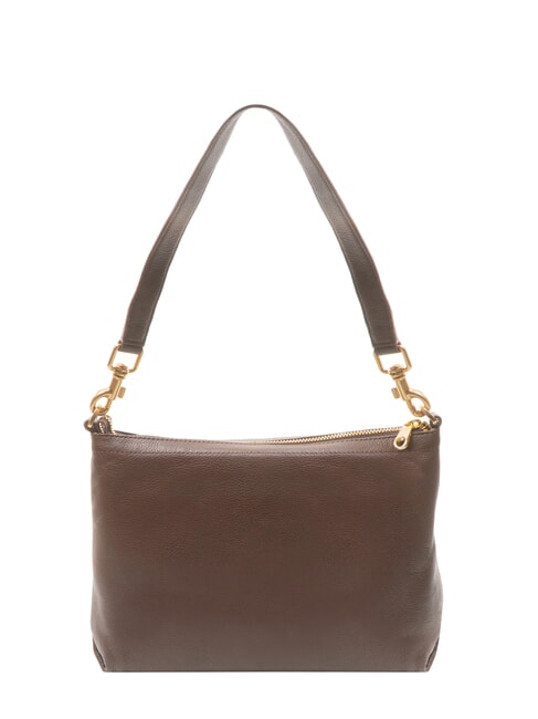 WEAVE SMALL Borsa a spalla piccola in pelle con tracolla moro - Borse Donna