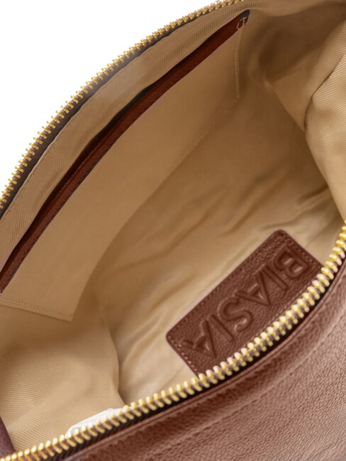 WEAVE SMALL Borsa a spalla piccola in pelle con tracolla moro - Borse Donna