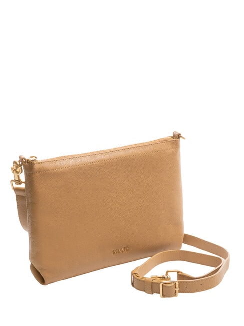 WEAVE SMALL Borsa a spalla piccola in pelle con tracolla camel - Borse Donna