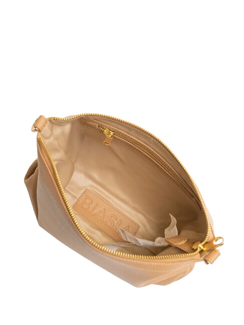 WEAVE SMALL Borsa a spalla piccola in pelle con tracolla camel - Borse Donna