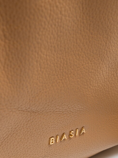 WEAVE Borsa shopping in pelle con tracolla camel - Borse Donna