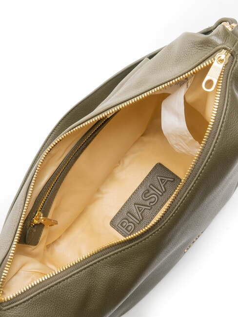 NOVEAU Borsa a spalla in pelle con tracolla muschio - Borse Donna