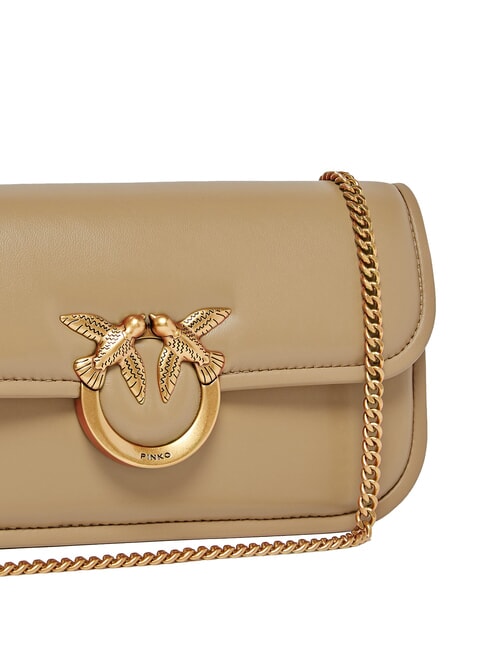 LOVE BOX Borsetta a tracolla, in pelle biscotto zenzero-antique gold - Borse Donna