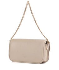 PINKO LOVE BOX Borsetta a tracolla, in pelle beige-grigio fumo-antique gold - Borse Donna - 2