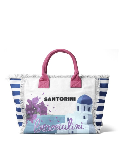 SUMMER Borsa mare in canvas, con stampa santorini - Borse Donna