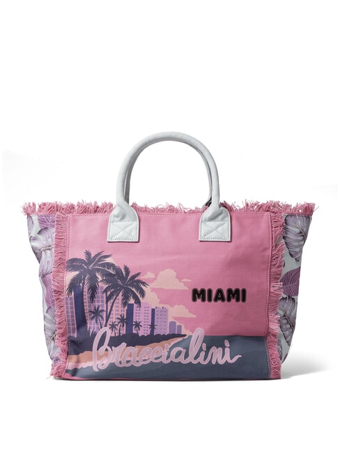 SUMMER Borsa tote in canvas con stampa miami - Borse Donna