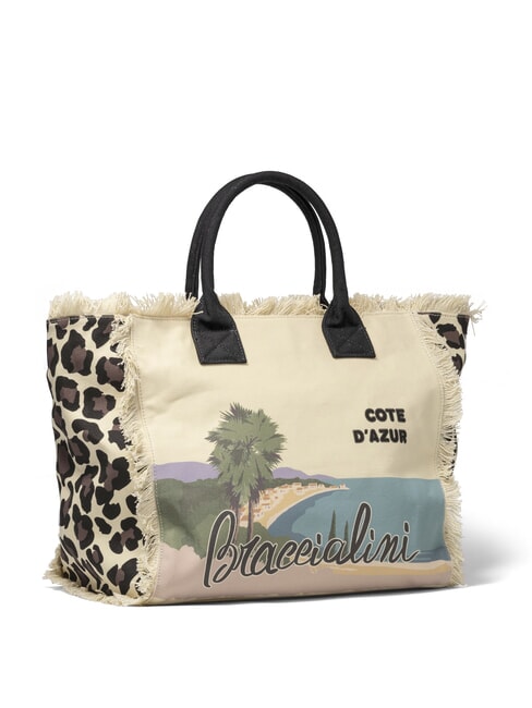 SUMMER Borsa tote in canvas con stampa cote d"azur - Borse Donna