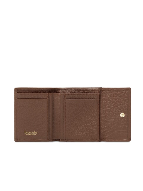 BASIC Portafoglio piccolo in pelle con patta marrone - Portafogli Donna