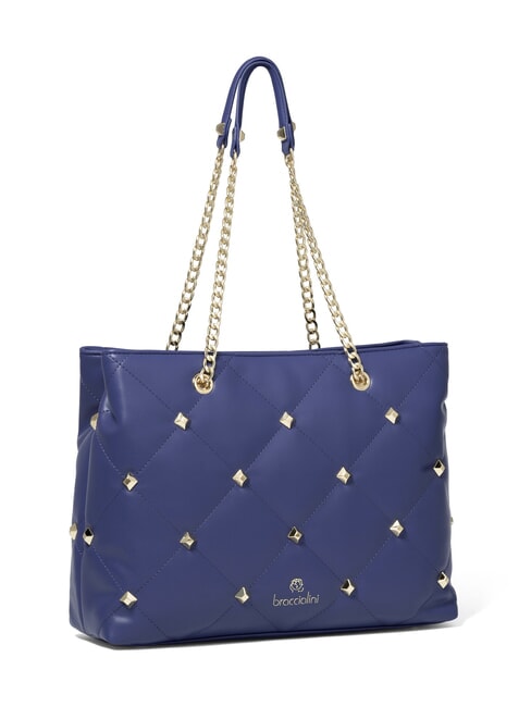 QUILT Borsa shopping a spalla manici catena blu - Borse Donna