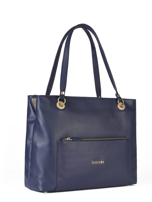 NORA Borsa a spalla in pelle con tasca blu - Borse Donna