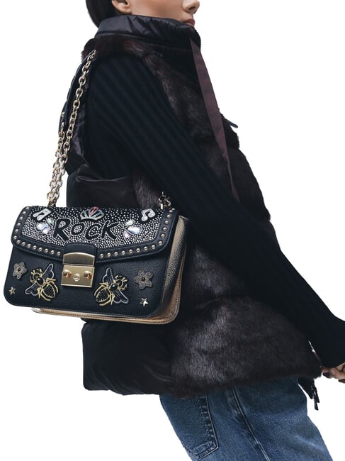 ROCK Borsa convertible con patta nero - Borse Donna