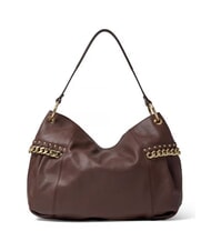 BRACCIALINI NORA Borsa a spalla in pelle con catena marrone - Borse Donna - 3