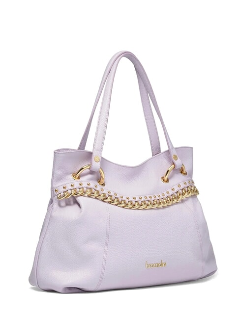 NORA Borsa shopping in pelle con catena lilla - Borse Donna