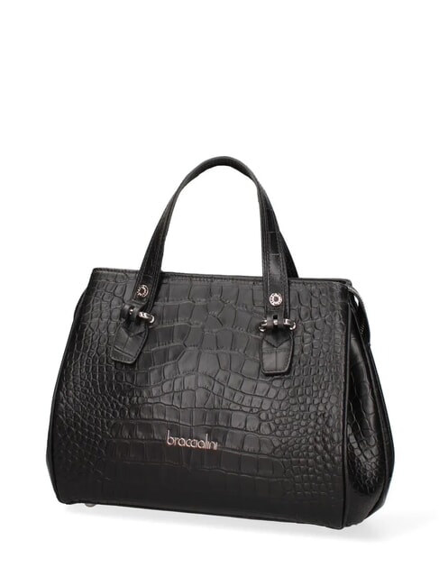 ZOE CROCO Borsa a mano in pelle stampata nero - Borse Donna