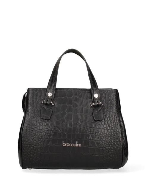 ZOE CROCO Borsa a mano in pelle stampata nero - Borse Donna