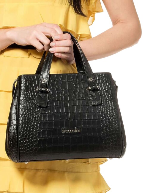 ZOE CROCO Borsa a mano in pelle stampata nero - Borse Donna